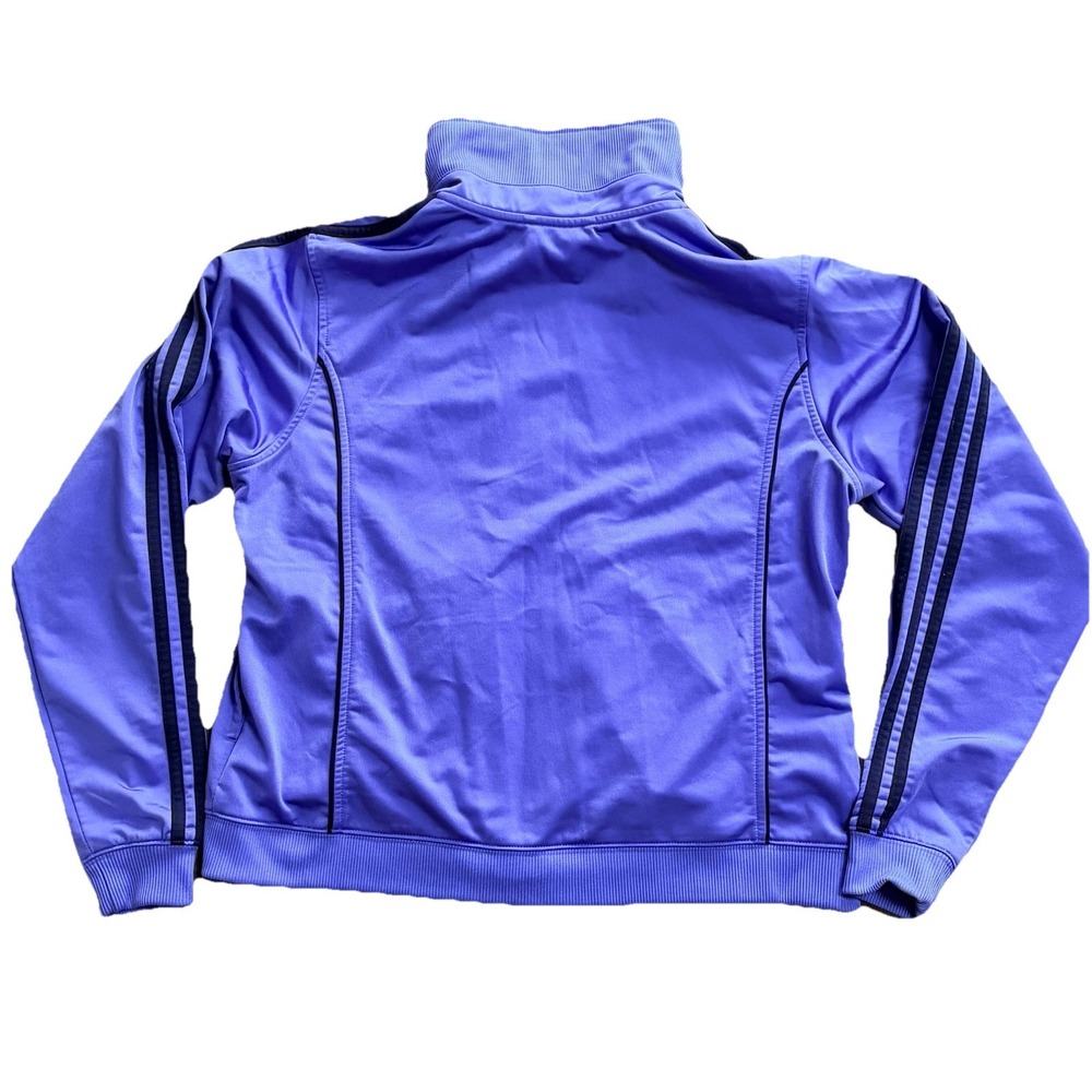 Adidas Track Jacket Womens Large Black Purple 3-Stripes Full Zip Athletic Soccer - Picture 2 of 4